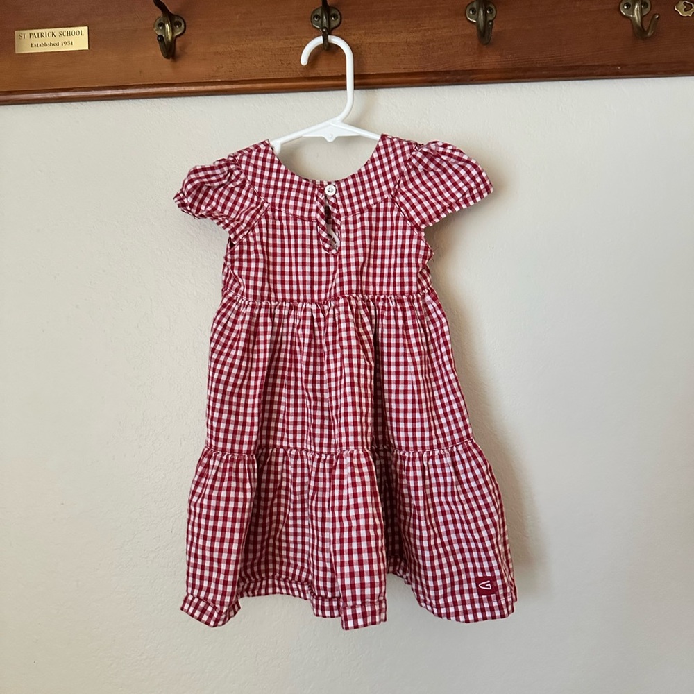 Girls' Red Gingham Tiered Dress with WSU Logo - Picture 2 of 4
